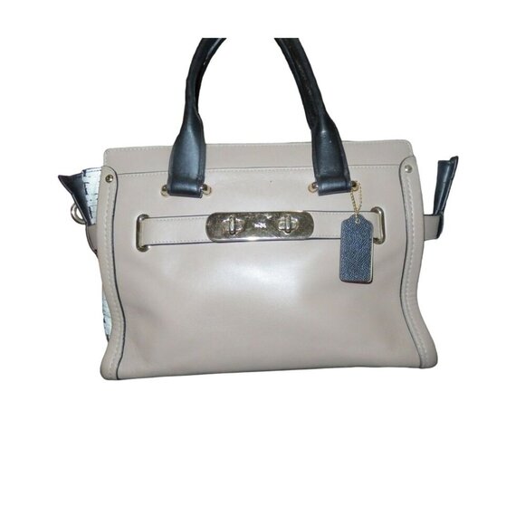 Coach 2015 Swagger 36496 In Colorblock Exotic Embossed Calf Leather Satchel
